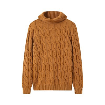 Dynion Llewys Hir Cable siwmper gwau